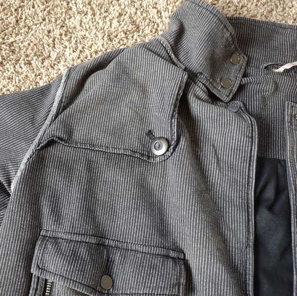 Free People Railroad Stripe Asymmetric Moto Jacket Size Medium Hit The Slopes - Picture 7 of 14